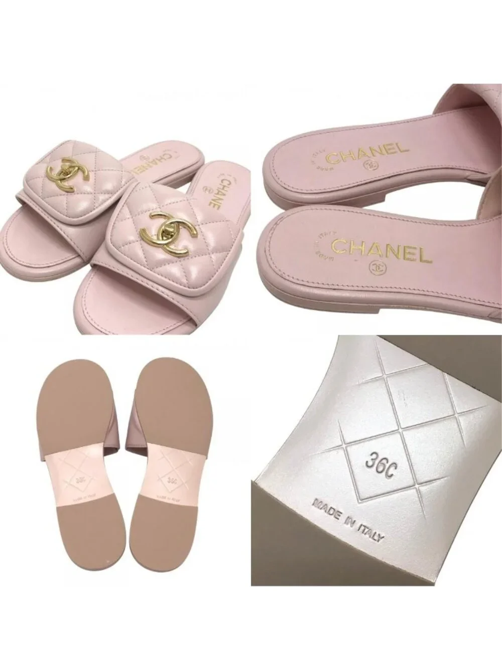 Chanel Sandals Turnlock Leather Pink